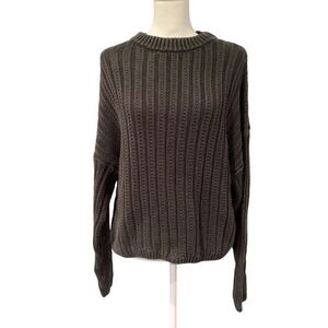 Women's balck washed ribbed chunky sweater Large